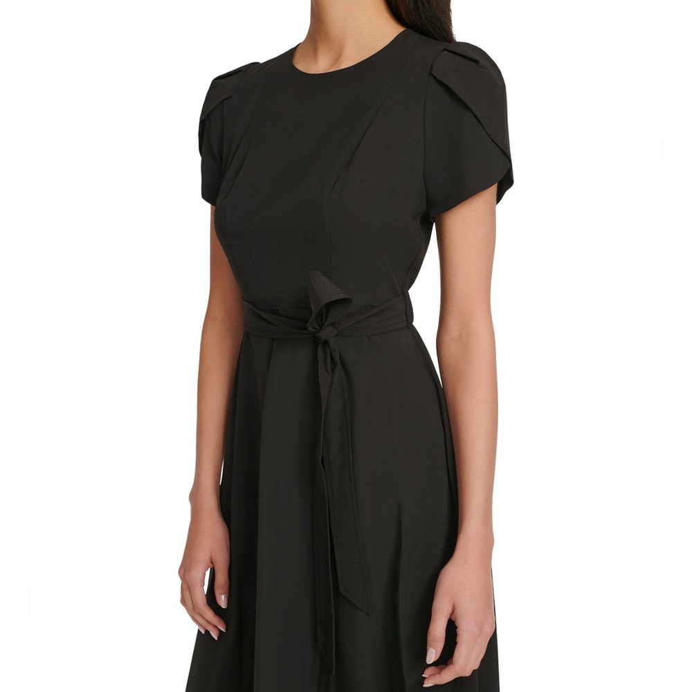 Calvin Klein Tulip Short Sleeve A-Line Midi  Dress Black dress Business casual - Picture 3 of 14
